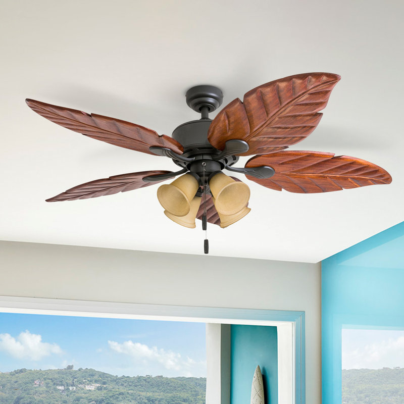 Bay Isle Home 52" Mcbride 5 Blade Leaf Blade Ceiling Fan with Pull